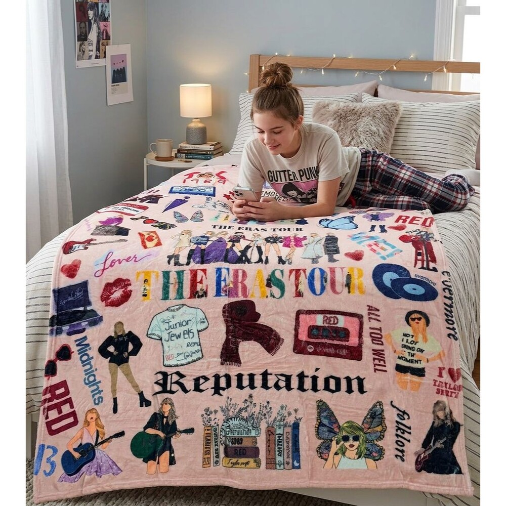 Taylor Swift ERA'S Tour All Album's Fleece Blanket Throw 40x50 Collage Soft